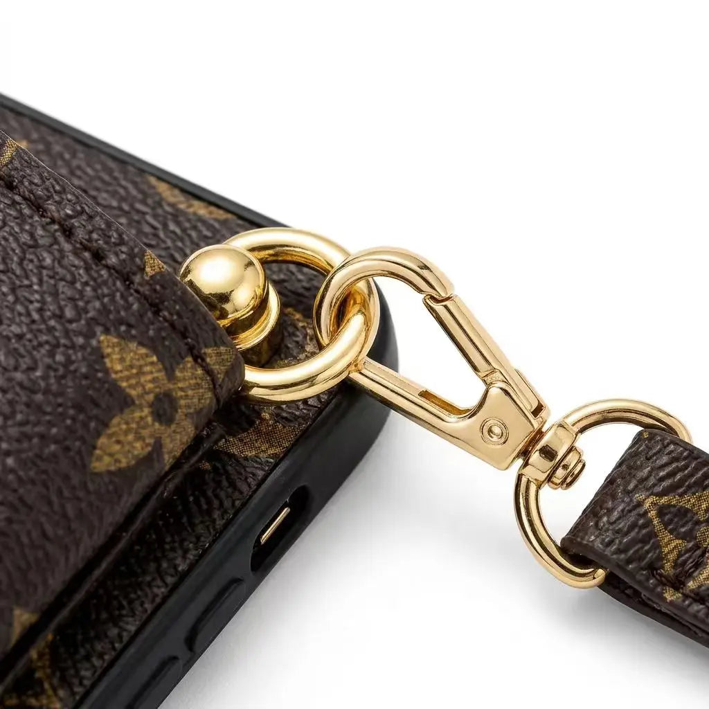 Luxury iPhone 17 Pro Max Wallet Case for Women with Brown Bear Keychain and Shoulder Strap - The Perfect Blend of Fashion and Safety