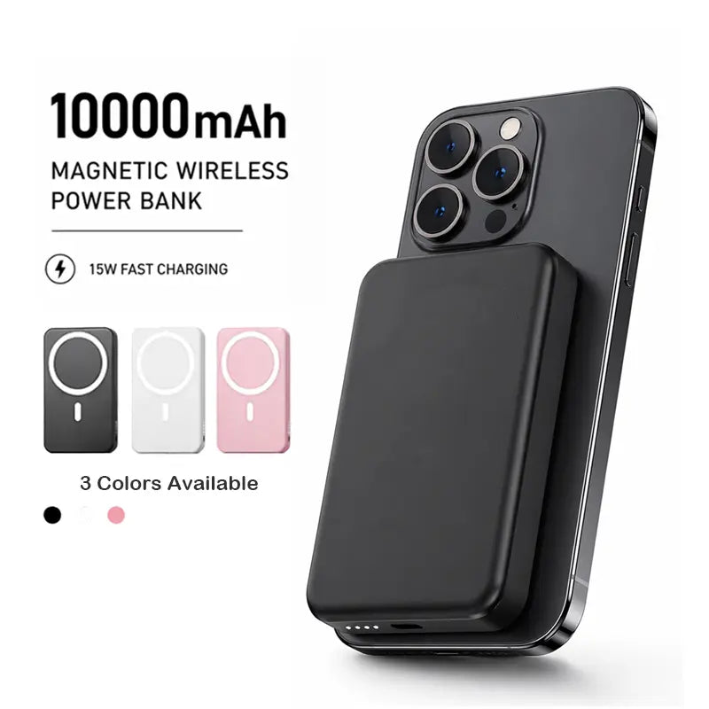 Magnetic Wireless Power Bank 10,000mAh with 15W Fast Charging - Slim Portable Charger for iPhone 12-17