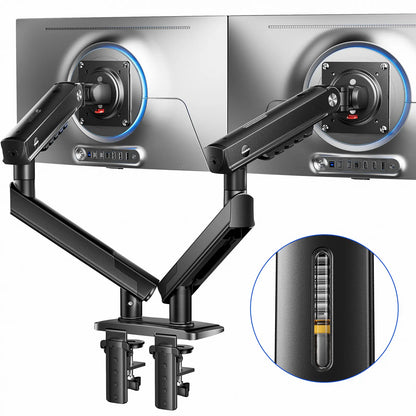 Flowlift Pro Monitor Arm – Dual & Single Screen Support (13-32”) with Mechaspring Technology, Instamount, Locksteady, and Precisionview for Optimal Gaming and Professional Use
