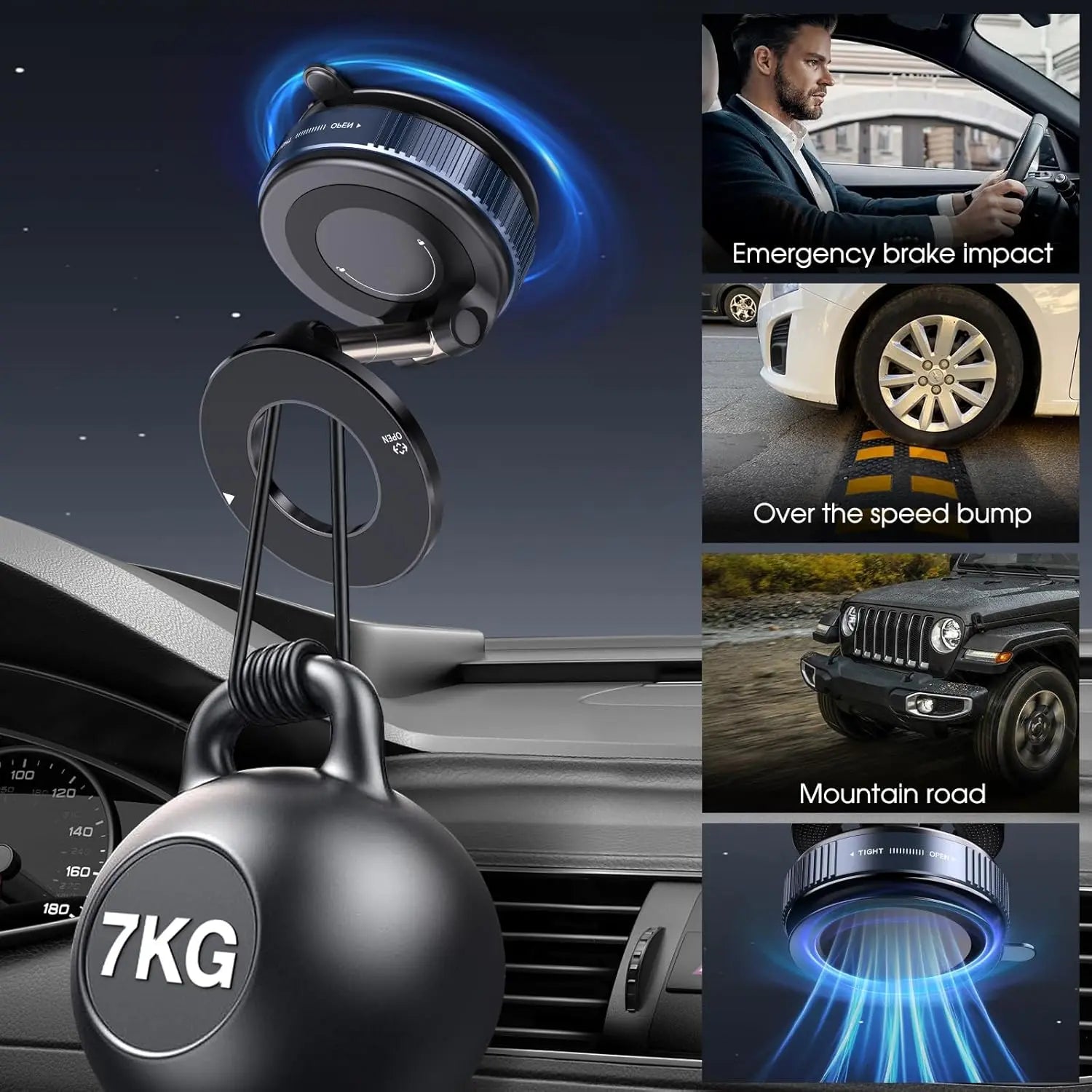 Magnetic Suction Phone Holder - Foldable and Retractable Hands-Free Mount for Car, Gym, and Smooth Surfaces, Compatible with All Smartphones