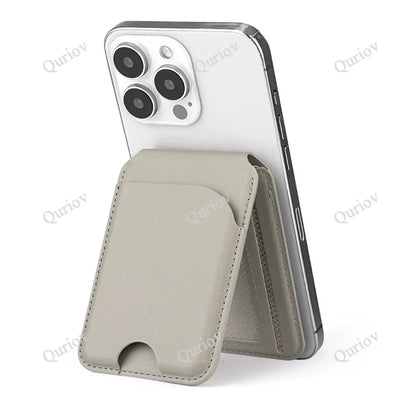 Quriov MagSafe Wallet with Adjustable Stand - Premium Leather Card Holder for iPhone 12/13/14/15/16 Series and Other MagSafe-Compatible Devices