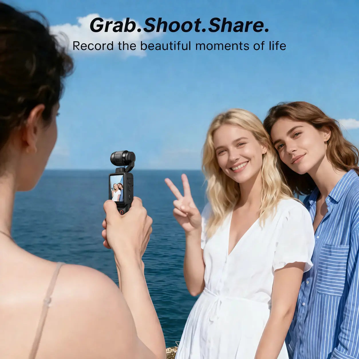 Portable Ultra HD Video Recorder with 180° Rotating Lens and Handheld Stabilizer, Ideal for Vlogging, Travel, and Daily Life, USB Rechargeable, Durable Design, Black