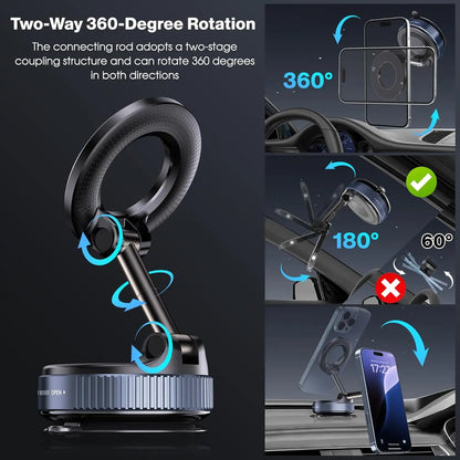 Magnetic Suction Phone Holder - Foldable and Retractable Hands-Free Mount for Car, Gym, and Smooth Surfaces, Compatible with All Smartphones