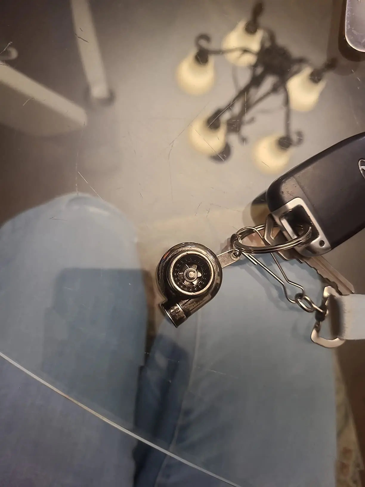 Metal Turbocharger Keychain - Spinning Mini Automotive Accessory